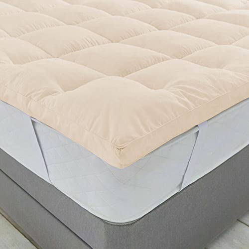Image of 1200GSM Hollow Fibre Mattress Padding /Topper Beige for King Size Bed-72 Inch X 75 Inch