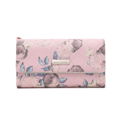Miss Lulu Purses for Women Ladies Purse Wallet PU Leather Large Capacity Zipper Long Purses with Multiple Card Slots Coin Phone Pocket