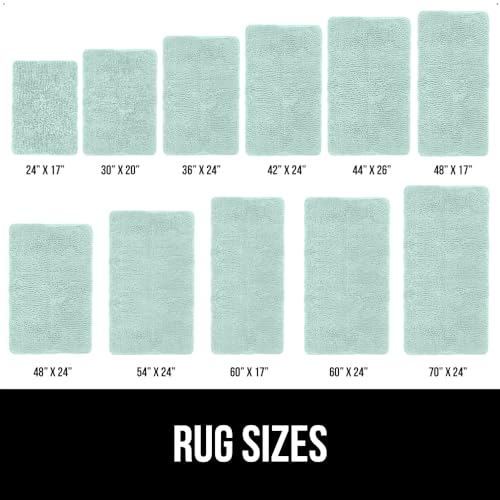 Image of GORILLA GRIP Bath Rug Mat 54x24, Soft Absorbent Chenille, Quick Dry Microfiber Mats, Rubber Backing Washable Shower Floor Rugs, Bathmat Runner, US Designed Bathroom Home Decor Accessories Seablue