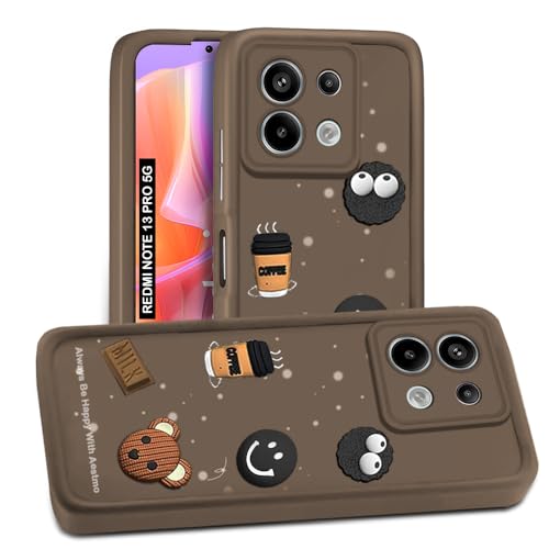 Image of AESTMO Back Case Cover for Redmi Note 13 Pro 5G Cover | Cute Fun Cartoon 3D Ball | Coffee Silicone Case | Full Body Protection | Camera Protection Back Cover for Redmi Note 13 Pro 5G (Brown)