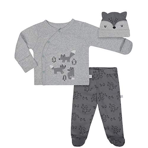 JUST BORN Baby 3-Piece Organic Take me Home Outfit, boy Fox, 3-6 Months