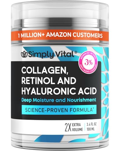 Anti-Aging Face Moisturizer with Retinol, Collagen & Hyaluronic Acid - Moisturizer Face Cream for Women & Men - Visibly Firming & Hydrating Neck Cream - Day & Night Skin Care - 3.4 fl oz