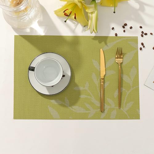 Set de table lot 8 en PVC lavable 30x45 cm napperon rectangle motif feuilles