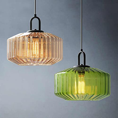 Qufute Glass Globe Pendant Light Fixtures 1-Lights Black Mid Century Modern Pendant Lights With Orange Hand Blown Glass Shade Ceiling Hanging Lighting For Dining Room Table Kitchen Island #TOP6