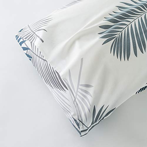 Susybao Palm Botanical Duvet Cover Queen 100% Cotton White Tropical Plant Duvet Cover Set 3 Pcs 1 Gray Leaves Patterned Duvet Cover With Zipper Ties 2 Pillowcases Luxury Soft Leaf Botanical Bedding #TOP5