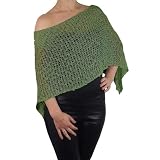 Feclmiyt Y2K Häkelstrick Poncho für Damen, durchscheinend, kurze Ärmel, Rundhalsausschnitt, Boho Top, Pullover, Badeanzug, Vertuschung, A grün, Einheitsgröße