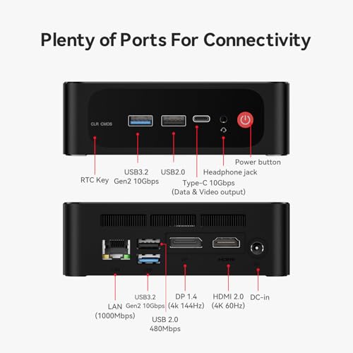 Image of Beelink SER5 MAX Mini PC, AMD Ryzen 7 6800H(8C /16T, up to 4.7GHz), 32GB LPDDR5 500GB NVME SSD, SER5 Mini Computer Support 4K@144Hz, Triple Display, HDMI+DP, WiFi6, BT5.2, Type-C