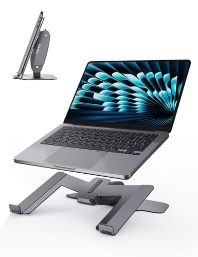 Vaydeerノートパソコンスタンド、デスクと縦置き両対応の金属製デュアルモードデザイン、Laptop Stand 調節可能なラップトップホルダー、MacBook、Chromebook、Surface、Dellに対応 (ガンメタル)