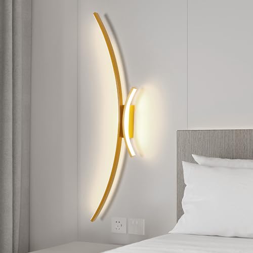 LED Apliques de Pared Interior Regulables Lámpara de Pared Aluminio de Líneas Oro 7