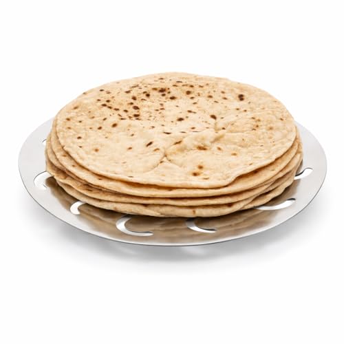Image of 7Seas Roti Stand Stainless Steel Chapati Holder with Airflow Cut Design, Raised Base Heat Retention, 9 Inch Steel Roti Plate for Keeping Rotis Warm, Phulka Paratha Table Serving for Home & Kitchen