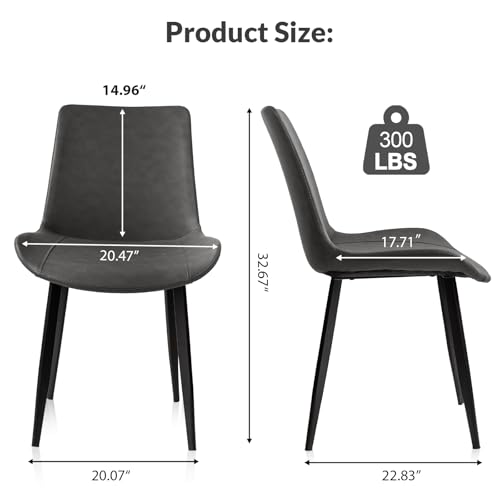 Image of Modern Dining Chairs Set of 6, PU Leather Dining Room Chairs, Upholstered Kitchen Chairs with Ergonomic Backrest & Sturdy Metal Legs, Perfect for Dining Room, Living Room, Grey