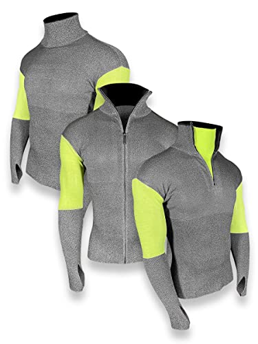 Image of MAGID M-Gard with AeroDex Technology Grey Pullover with Hi-Viz Yellow Sleeves and Thumbholes - Large - 1 Top