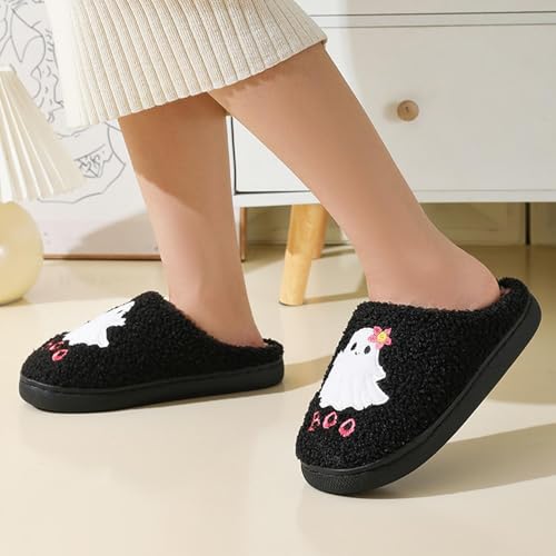 Ghost Slippers for Women Halloween Slippers Christmas Slippers Cute Fuzzy Soft House Slippers Cozy Plush Spooky Slippers2