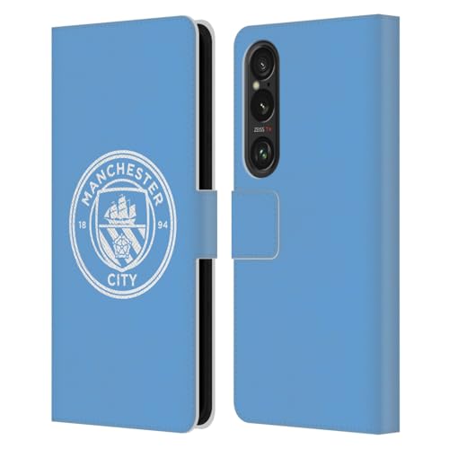 Head Case Designs Officially Licensed Manchester City Man City FC Blue White Mono Badge Leather Book Wallet Case Cover Compatible with Sony Xperia 1 VI 5G