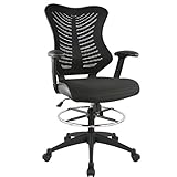 Poly and Bark Correna Drafting Chair in Mesh, Black
