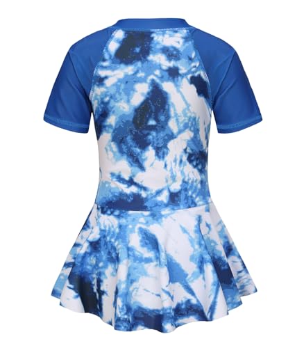 Image of Girls One Piece Swimsuits Short Sleeve Swim Dress for Girls Hawaiian Skirted Bathing Suit Summer Swimwear 3-16 Years