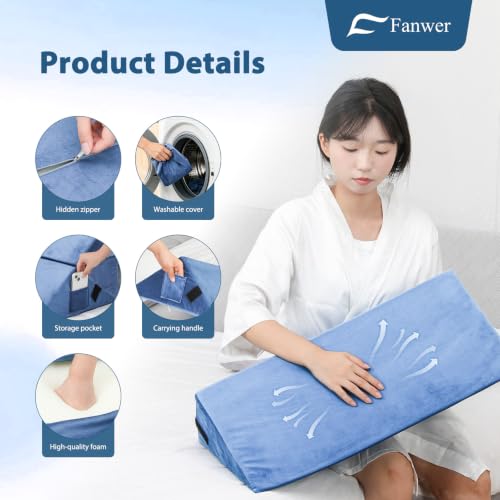 Image of Fanwer Positioning Wedge Pillow for Side Sleeping (3 in 1),23.6 inch,Light Blue