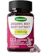 Vitarevive Organic Beet Root Capsules with Beetroot Extract 17850mg 21:1 Concentrated Beetroot Su...