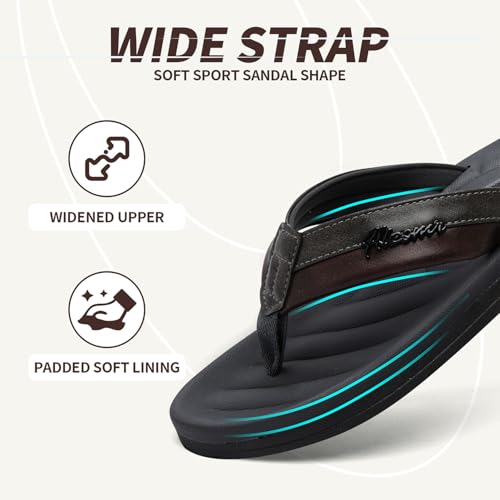 Image of Men's Flip Flops Sandal Casual Comfortable Outdoor Thong Sandals for Men Summer Beach Slides Lightweight Non-Slip Shoes with Soft Cushion Arch Support