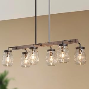 Log barn farmhouse chandeliers for dining room 6 light rustic dining room kitchen chandelier over table 275 l mason jar faux wood kitchen island lighting  urban country home decor