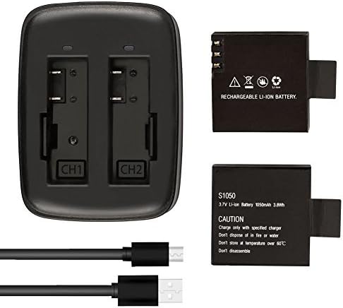 Batteries Rechargeables AKASO 1350 MAh - Double Chargeur USB - Pour Caméra Sport Brave 7