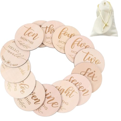 Image of Baby Monthly Milestone Cards, Month Baby Milestone Signs, Perfect Newborn Photography Props to Document Your Baby´s Growth, Newborn Gift for Girl and Boy (Round)
