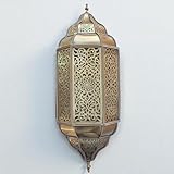Set of 2 Handmade Moroccan Brass Wall Sconce - Traditional Bronze Wall Lamps (Gold)