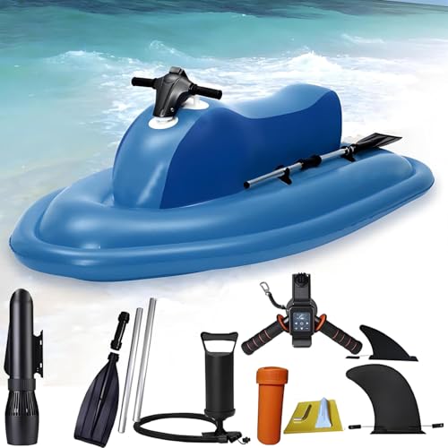 HEIHEIZI Bote de Surf, Yate Inflable, Bote Motorizado Flotante para Piscina con Asiento, con Motor de Kayak Eléctrico de 500W (700W), Moto de Agua de Propulsión para 1-2 Personas con Hélice 500W-10A