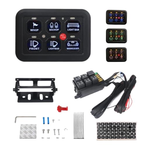 Panneau de Commutation LED à 6 Gangs ultra-mince avec protection par relais 600W-1200W pour UTV
