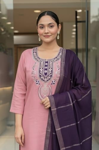 Image of LookMark Women's Silk Blend Kurta Set with Dupatta, Traditional Ethnic Wear