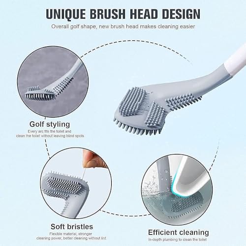 Image of 2 Pc Golf Toilet Cleaning Brush with Holder, Bathroom Toilet Brush Set, Durable Toilet Bowl Cleaner Brush, Golf Design Bathroom Cleaning Brush, Modern Bathroom Accessories (2, Medium)