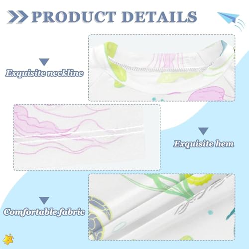 Colorful Underwater Animal Shark Whale Jellyfish Short Sleeve Girls Bathing Suit Girls Swimsuit Rashguard Girl Swim Rashguard for 3-12 Years Traje de bano de Sirena para nina3