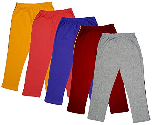 Image of IndiWeaves Girls Super Soft Cotton Solid 3 4th Leggings /Capris (Multicolor29, 6-7 Years) Pack of 5