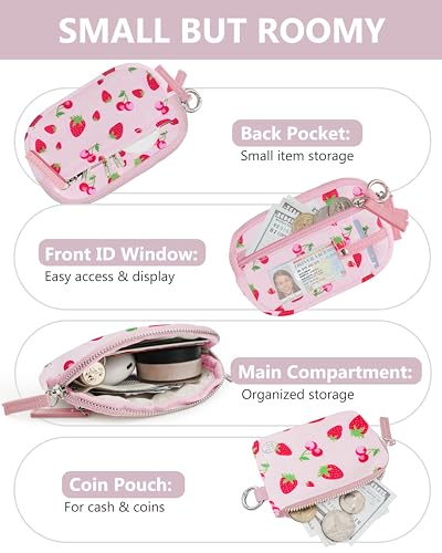 Image of Wallet Wristlet for Women, RFID Wallet Keychain with Dual Pocket | Nylon Wristlet Wallet with Coin Purse, ID Window, Card Holder and Small Wallet Design