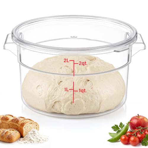 Image of Ziliny 1 Pcs 2 Qt Dough Proofing Container with Lid and Red Scale, Clear