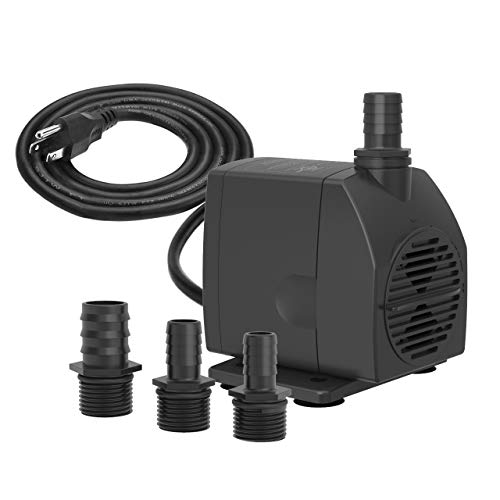 Knifel Submersible Pump 450GPH Ultra Quiet with Dry Burning Protection 8.2ft High Lift for Fountains, Hydroponics, Ponds, Aquariums & More……