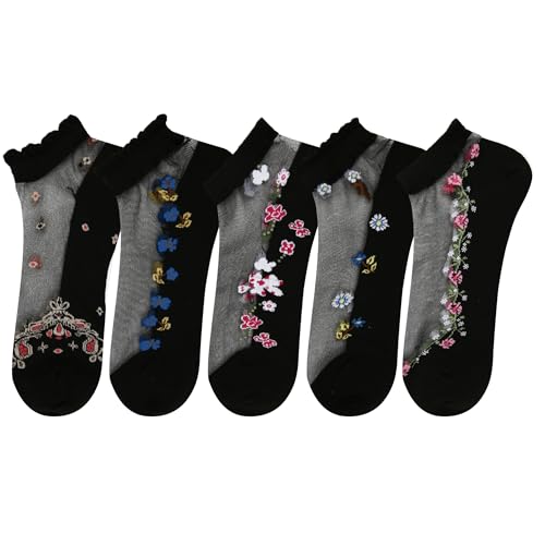 Image of Benefeet Sox Womens Sheer Socks Girls Lace Mesh Ankle Socks Transparent See Through Summer Sock Ultra Thin Nylon Short Sock