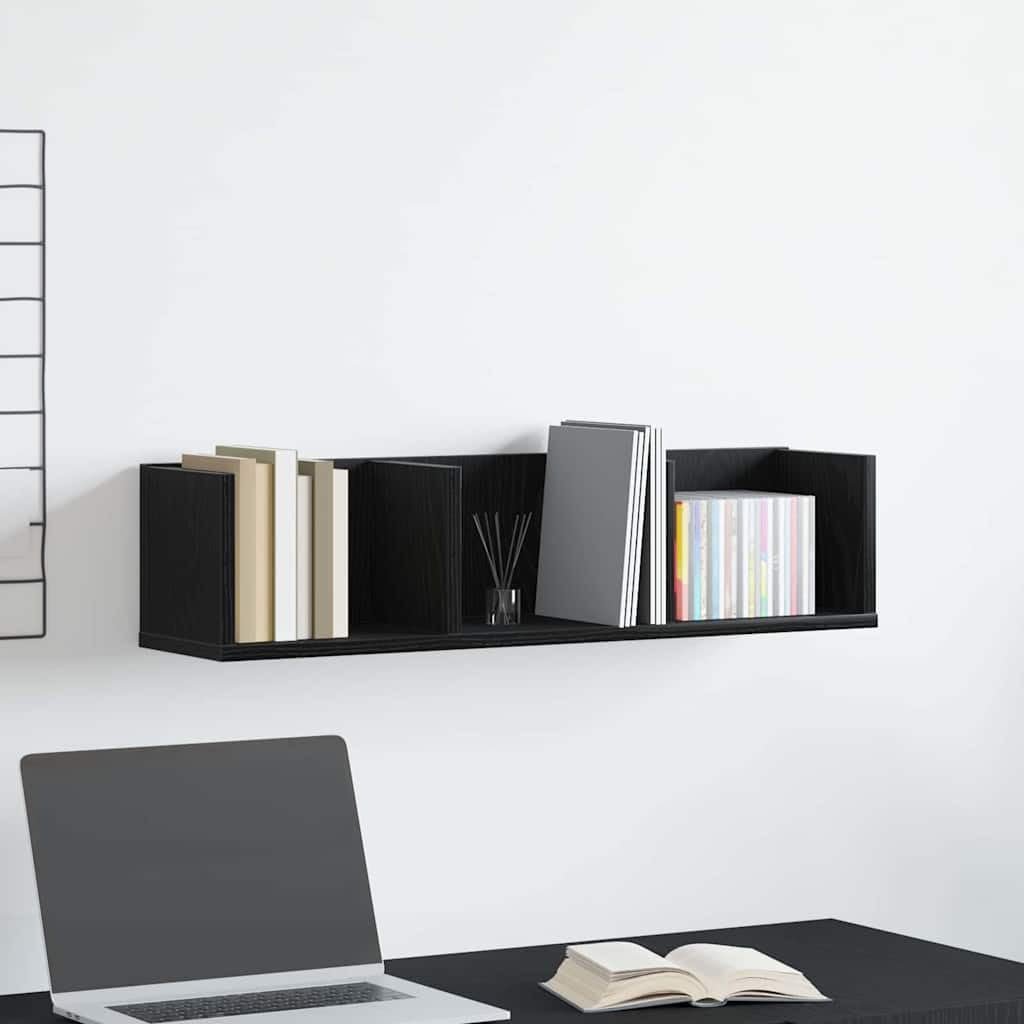 vidaXL Estante de Pared con Estante Roble Negro 75 x 18 x 18 cm, Estante Moderno, Montado en Pared, Almacenamiento Rectangular, Ahorra Espacio, Organizador Abierto