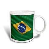 3dRose Flag of Brazil Magic Transforming Mug, 11 oz, Black/White
