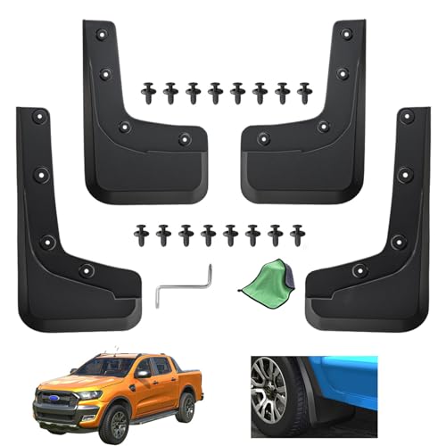 MTGSTOCL 2024-2025 Ford Ranger Mud Flaps - 4PCS Front & Rear Splash Guards for XL/XLT/Lariat, No Drill Required, All Weather Protector Splash Guard Fenders, Not for Raptor (with Wheel Flare)