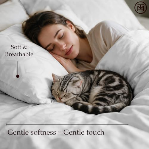 Image of Threadmill 100% Cotton Sheets for Full Size Bed - 600 Thread Count Full Bed Sheets Set with 16 inch Deep Pocket - Jacquard Sateen Weave 4-Piece Bedding Set with Cooling Effect, White