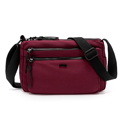 Etidy Casual Nylon Shoulder Bag For Women Waterproof Lightweight Bookbag Crossbody Purse Hobo Bag(Burgundy) #TOP8