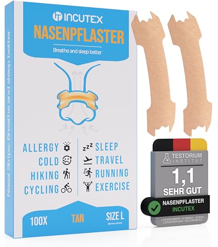 Incutex 100 Stück Nasenpflaster gegen Schnarchen Nasenstrips Schnarchstoppper, Größe L