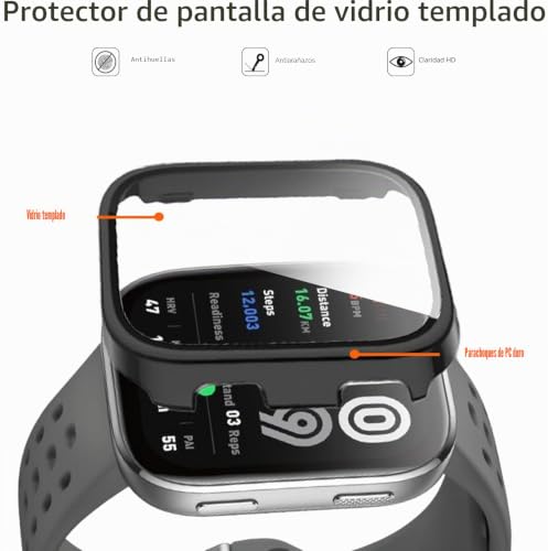 Funda reloj IDW28 protector pantalla cristal templado compatible Fitpolo 6