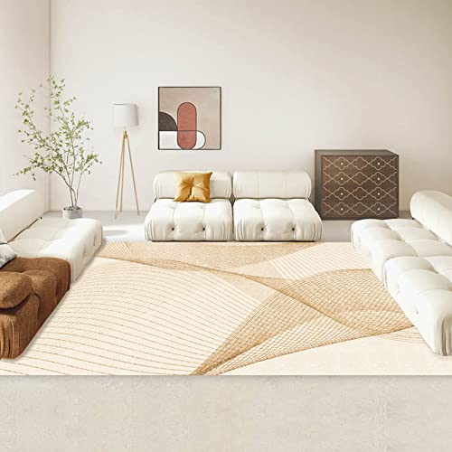 Finoren Artistic Lines Area Rugs For Living Room,Bedroom,Hallway,Dining Room,Non-Shedding,Non Slip Backing,Floor Decoration Carpets,Golden Line,5'X7' #TOP6
