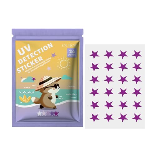 Parches UV para protector solar, pegatinas UV para protector solar - Parche solar UV con sensor SPF de 24 unidades y pegatinas UV con puntos de protección solar - Parche solar de 5 estilos
