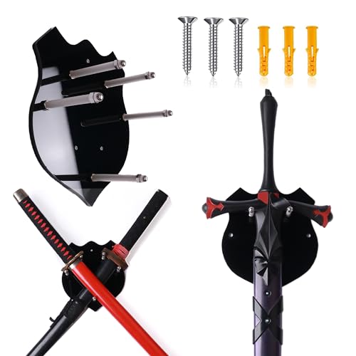 ERMMZHZW Support Mural pour Épée et Hache en Acrylique - Affiche Deux Épées ou Une Seule - Matériel Inclus (Lot de 1)