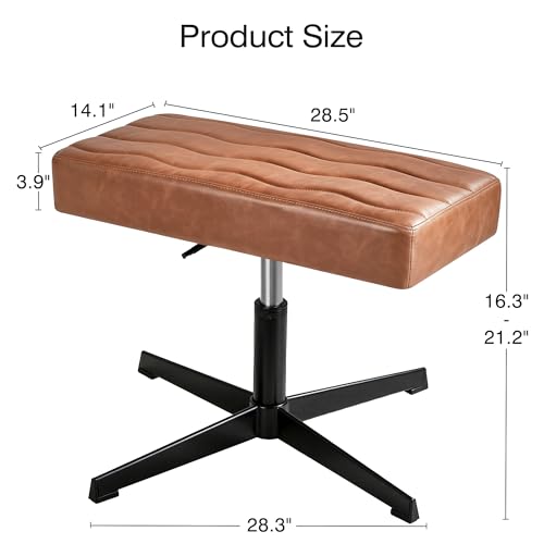 Image of VECELO Under Desk Footrest, PU Ergonomic Foot Rest with Comfort Padding, Height Adjustable for Relieving Leg Pain, Stiffness, and etc, Brown