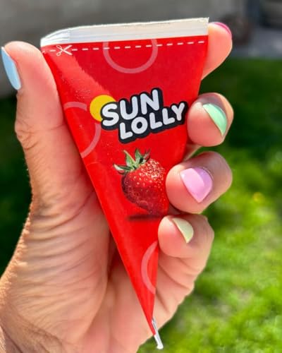 Sun Lolly Wassereis Erdbeere 12er Vorratspack | Mit Fruchtsaft | Zum Selbsteinfrieren | Ohne künstliche Aromen | Frei von Süßungsmittel | Laktosefrei | Glutenfrei | 12 x 480ml