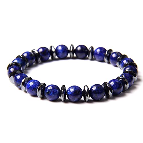 Bracelet de perles pour hommes en onyx naturel noir de 15 cm